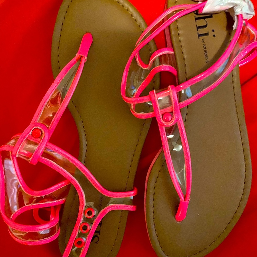 New sandals hot pink neon
